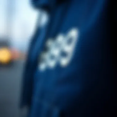 Close-up of the unique fabric and stitching details of the 999 Club hoodie