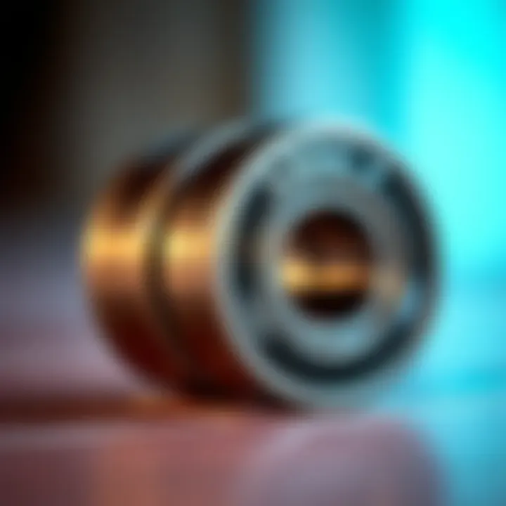 Close-up view of ABEC 7 skateboard bearings showcasing precision engineering