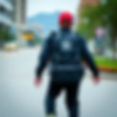 Practical use of adidas Originals Utility Backpack during skateboarding