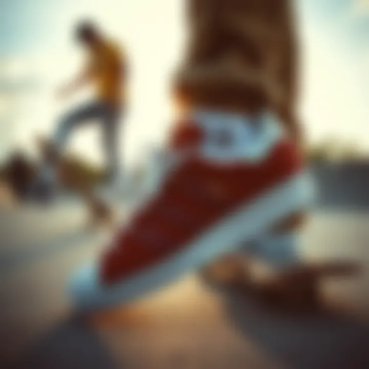 A collage of skateboarders wearing Adidas Skateboarding Superstar ADV in various skate spots.