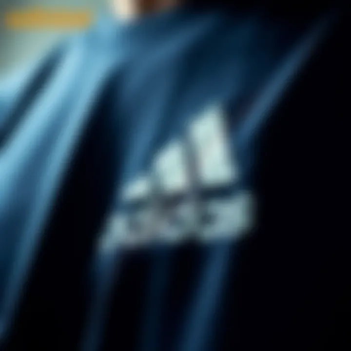 Close-up of Adidas t-shirt fabric emphasizing quality and texture