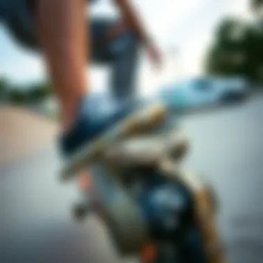 Skateboarder with Quality Chain Skateboarder performing tricks with a well-maintained chain