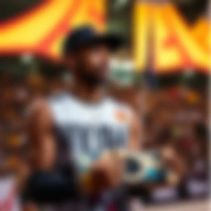 Celebrating Achievements Nyjah Huston receiving an award at a major skateboarding competition