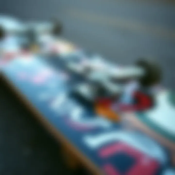 Signature Skateboard Design A close-up of Nyjah Huston's skateboard deck featuring unique designs