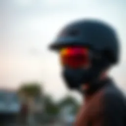 A stylish electric skateboard helmet designed for safety and comfort