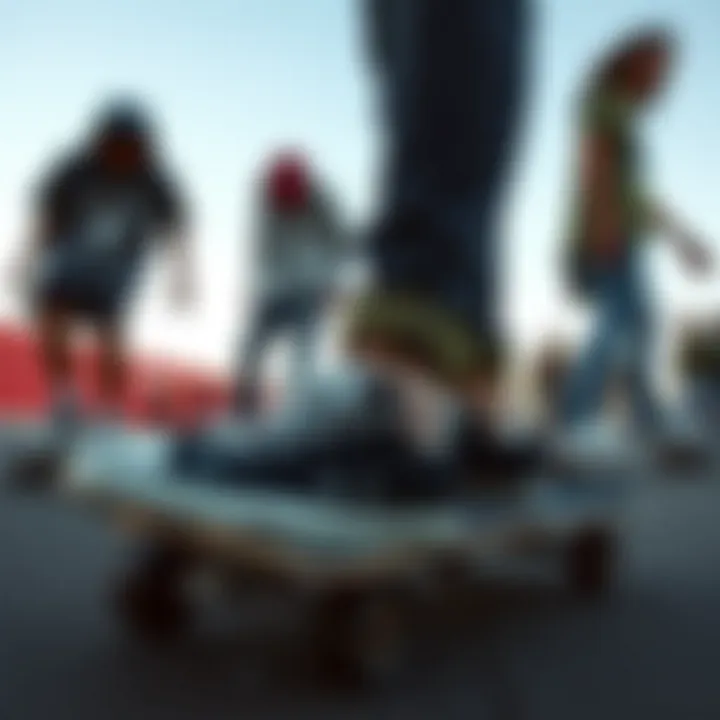 Skateboarding Culture with Converse A group of skaters wearing black low rise Converse shoes