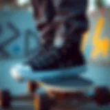 Black Low Rise Converse in Action Stylish black low rise Converse shoes on a skateboard