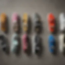 Various skate slip-on styles lined up for comparison