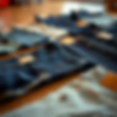 Variety of Fit Types in Skater Jeans Different fit types of skater jeans laid out