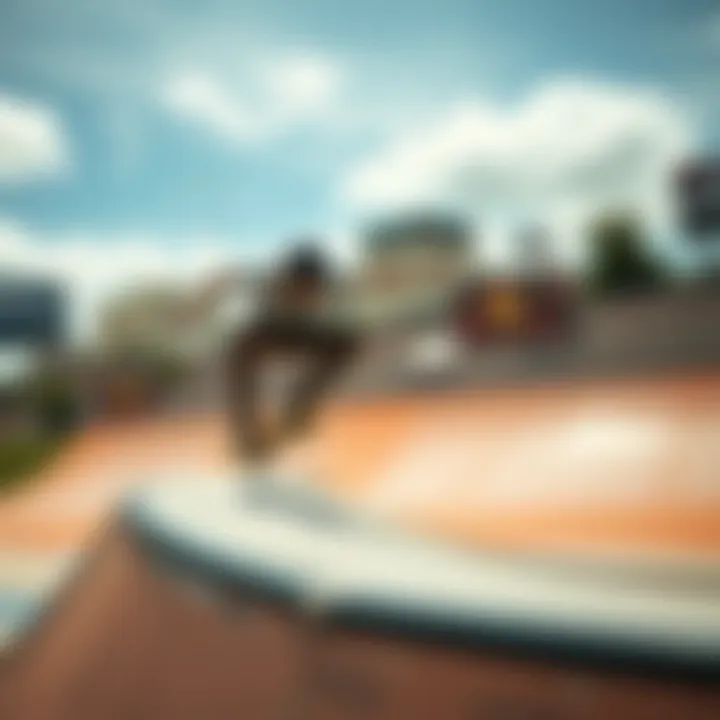 Skateboarding Tricks on Ramps Skateboarder performing tricks on a ramp