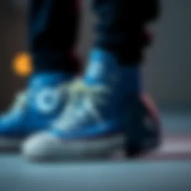 The iconic Converse Blue Hi-Top sneakers showcasing their unique design.