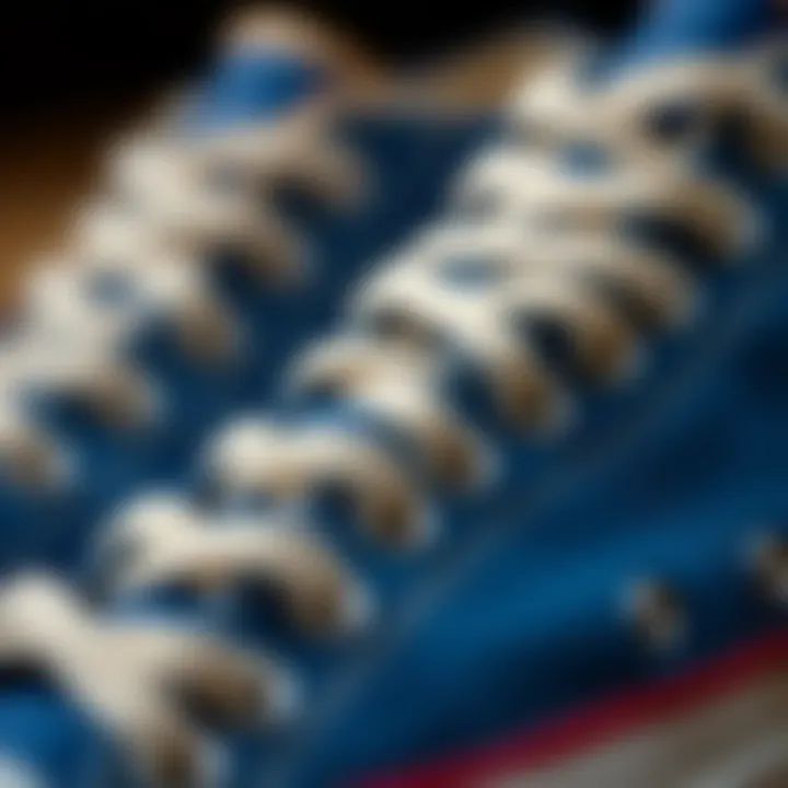 Close-up of the durable materials used in Converse Blue Hi-Tops.