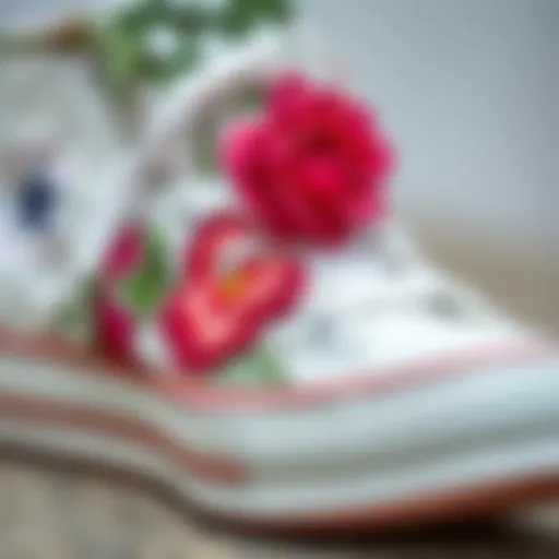 Detailed Floral Design on Converse Footwear Intricate floral embroidery on Converse sneaker