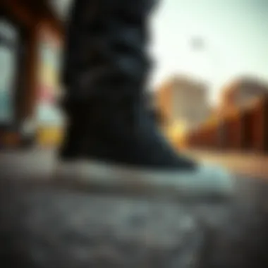 Aesthetic Appeal of Converse High Sole Skate Shoes Stylish presentation of Converse high sole skate shoes in an urban setting.