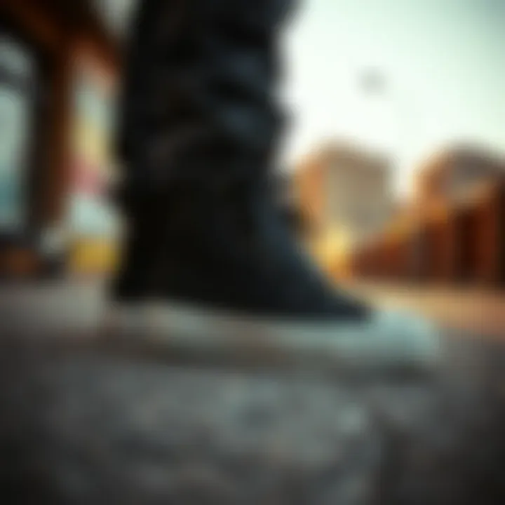 Aesthetic Appeal of Converse High Sole Skate Shoes Stylish presentation of Converse high sole skate shoes in an urban setting.