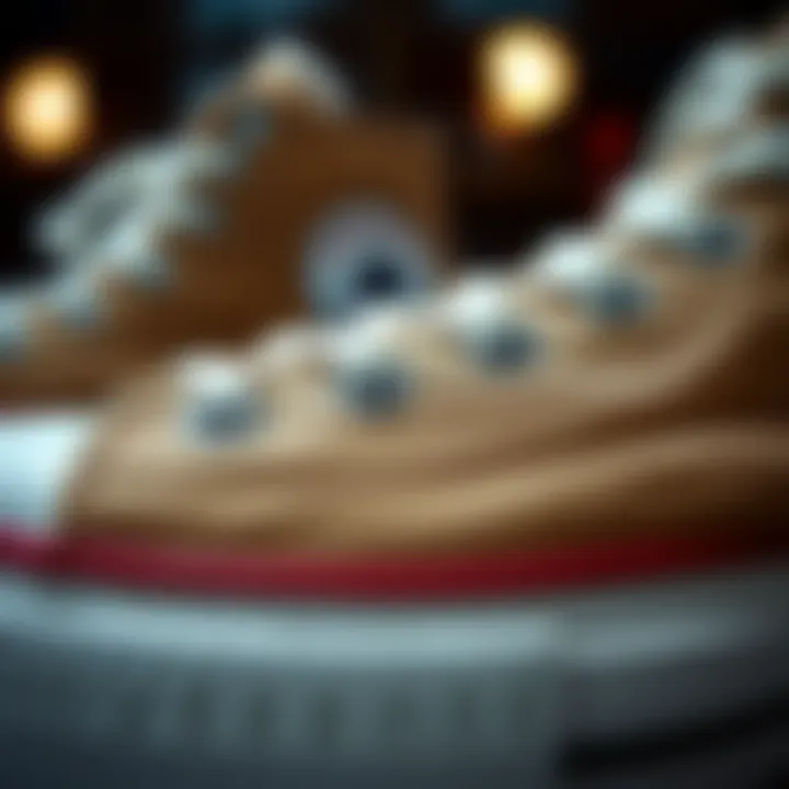 Quality Materials in Converse High Sole Skate Shoes Close-up of the materials used in Converse high sole skate shoes.