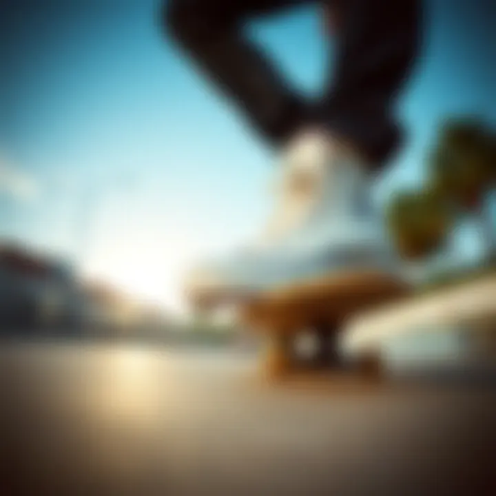 Performance of Converse High Sole Skate Shoes on Board Skateboarder performing tricks while wearing Converse high sole skate shoes.