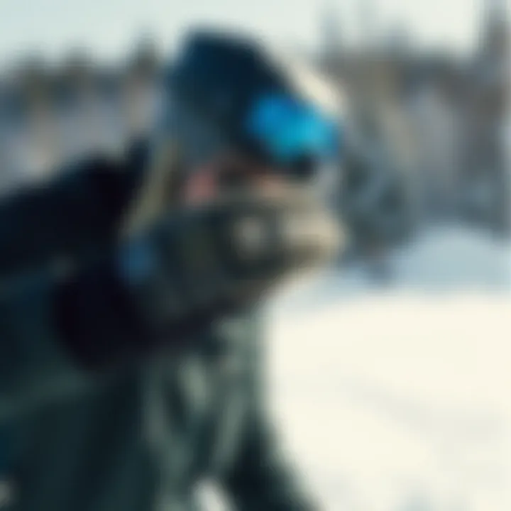 Dakine Fleetwood Mittens in Action on the Slopes User wearing Dakine Fleetwood Mittens while skiing