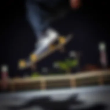 Performance in Action: DC Globe Shoes Skateboarder performing a trick wearing DC Globe Shoes