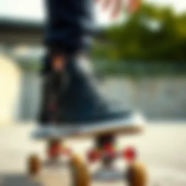 DC Hi Tops in Skateboarding Action DC Hi Tops in action on a skateboard