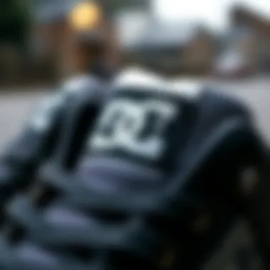 Intricate Design Details of DC Sneakers Close-up of DC skate sneaker design elements