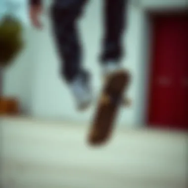 Skateboarding in Denim Checkered Vans A skateboarder performing tricks while wearing denim checkered Vans.