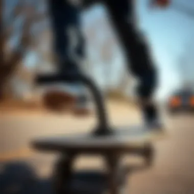 Stability Enhancer: The Handle Feature Close-up of handle on electric skateboard demonstrating stability