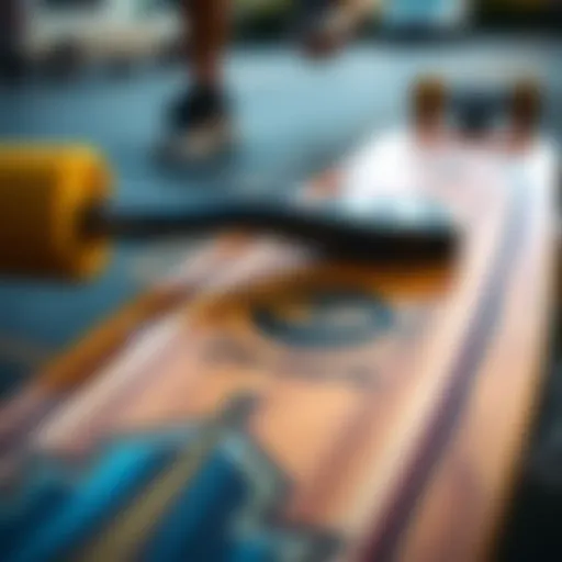 Detailed Deck Design of the Element Cruiser Board Close-up view of the Element cruiser board showcasing its deck design