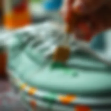 Precision Painting Techniques Close-up of paintbrush applying color to Vans