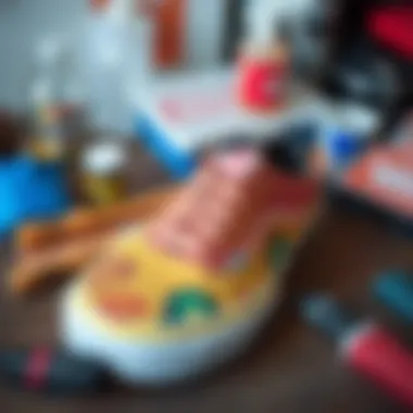 Essential Maintenance Tools for Painted Vans Vans shoe maintenance supplies laid out