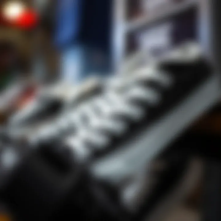 Design Details of Black and Gray Vans Close-up of black and gray Vans showcasing design details