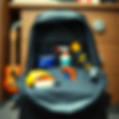 Organized interior of a skateboarder's backpack