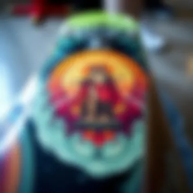 A skateboard deck featuring a Christian design and inspirational message