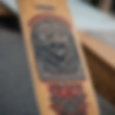 Skateboard Deck with Riot Society Graphics Skateboard deck with Riot Society graphics displayed
