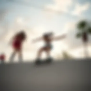 Dynamic Skateboarding Scene Dynamic skateboarding scene showcasing female athletes