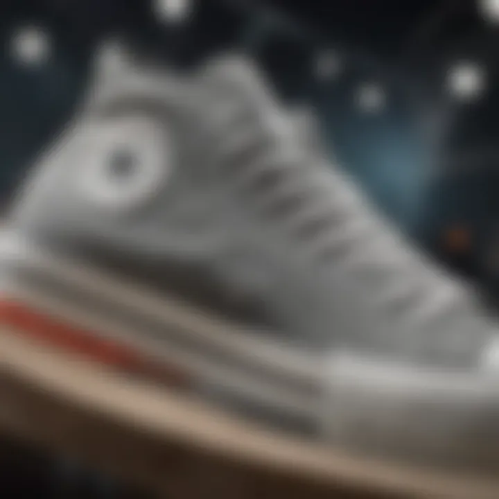 Close-up of Converse All Star Gray shoes highlighting design details