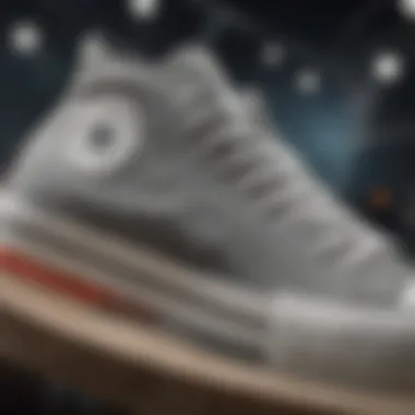 Design Details of Converse All Star Gray Close-up of Converse All Star Gray shoes highlighting design details