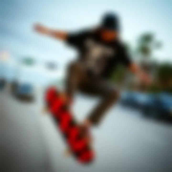 Dynamic skateboarding scene showcasing the Deathwish T Shirt