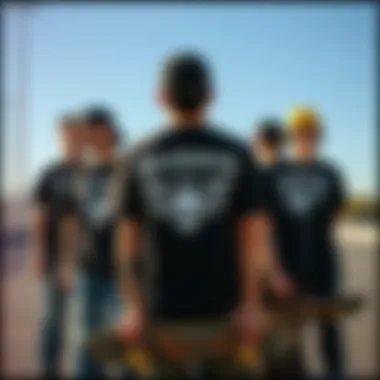 Group of skaters with distinct Deathwish T Shirt variations