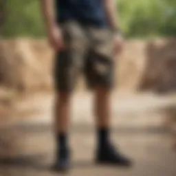 Stylish Dickies camo shorts in an outdoor setting