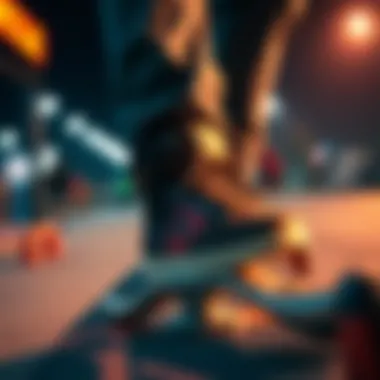 Double C Shoes in Skateboarding Culture Trendy skateboarding environment highlighting double C shoes