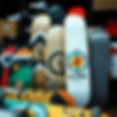 Diverse Collection of Globe Skateboards A collection of Globe skateboards showcasing varied graphics and styles.