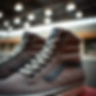 Design Details of Grey High Top Vans Close-up of the unique design details on grey high top Vans.