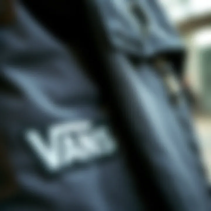 Durable Materials of the Grey Vans Backpack Close-up of the durable materials used in the grey Vans backpack