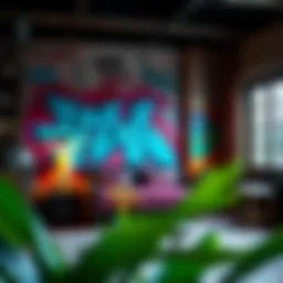 Vibrant graffiti wall art reflecting skate culture