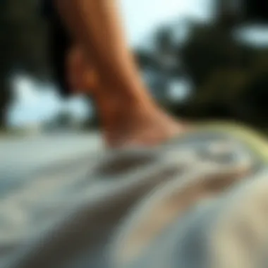 Close-up of the fabric texture of khaki board shorts