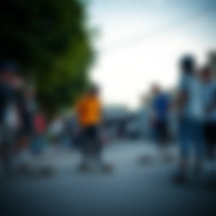 Community Engagement in Skate Culture Group of skateboarders engaged in a community event