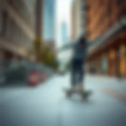 Dynamic skateboarder performing tricks in an urban setting
