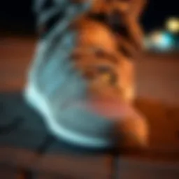 Close-up view of New Balance low sneakers highlighting their intricate design