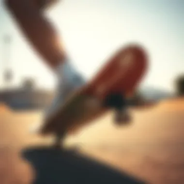 Performance of New Balance Low Sneakers in Action Skateboarder performing a trick while wearing New Balance low sneakers